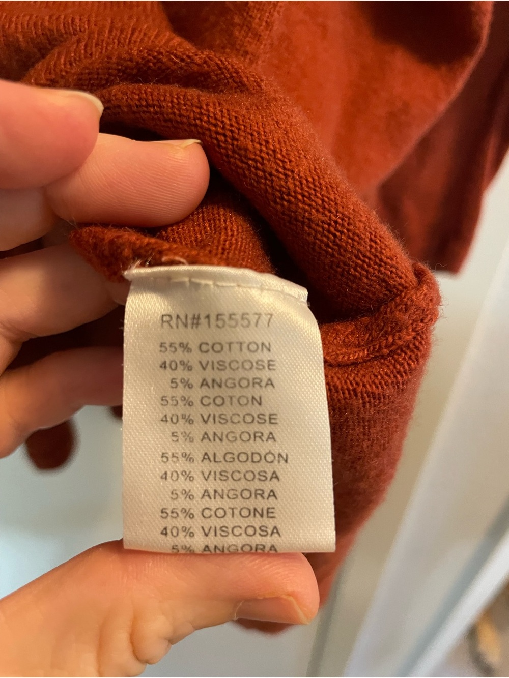 Miracle USA Rust Angora Blend Oversized V-Neck Sweater S/M - Picture 7 of 8